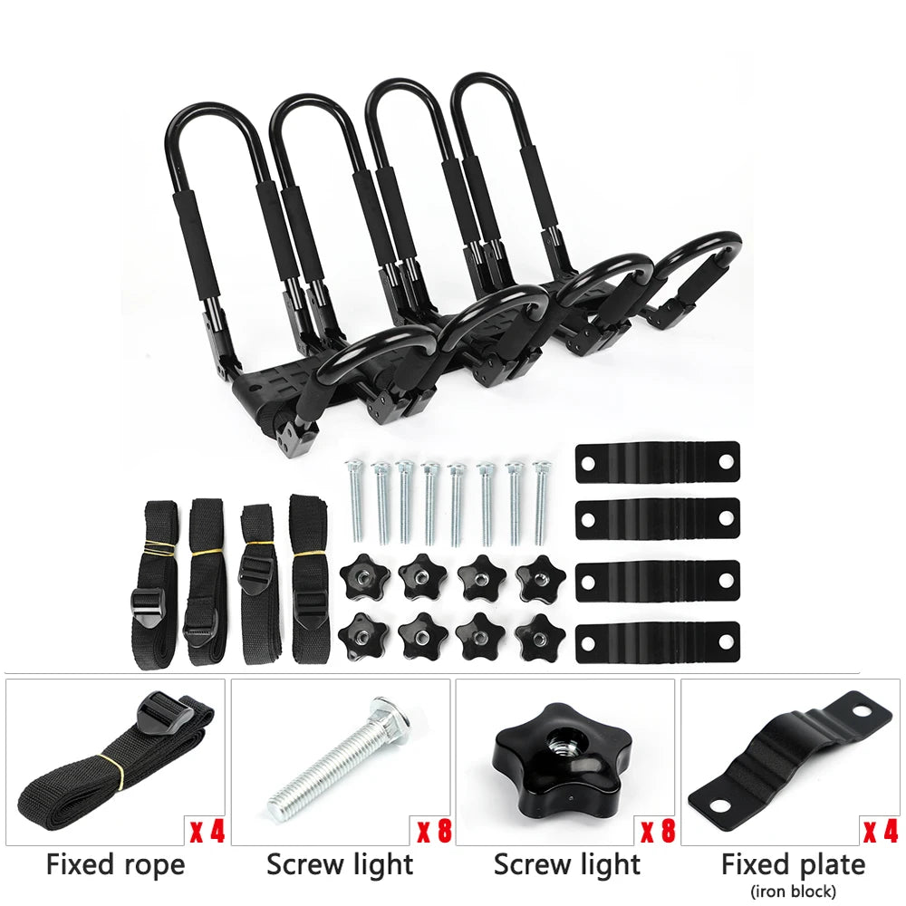 2 Pairs Folding Roof Top Mounted Rack J-Bar Roof Rack For Kayaks, and Canoes
