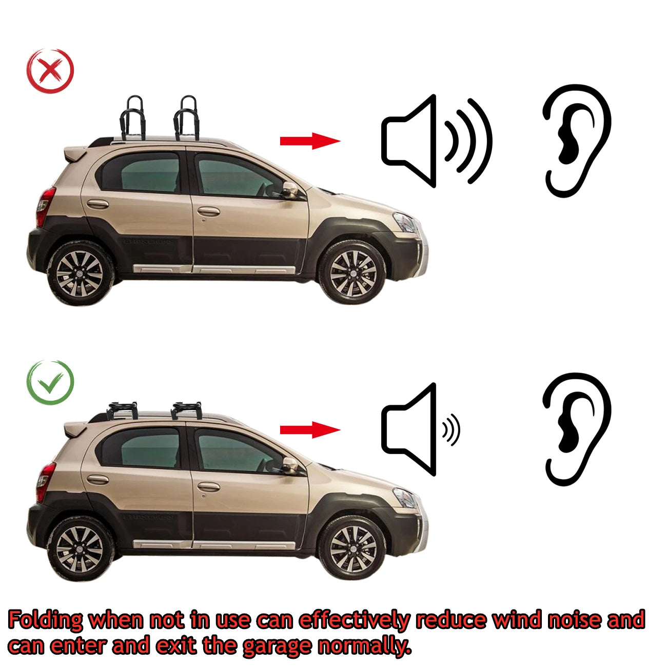2 Pairs Folding Roof Top Mounted Rack J-Bar Roof Rack For Kayaks, and Canoes