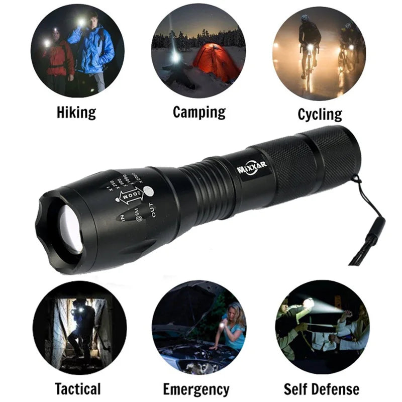 Tactical Waterproof Zoomable LED Flashlight.