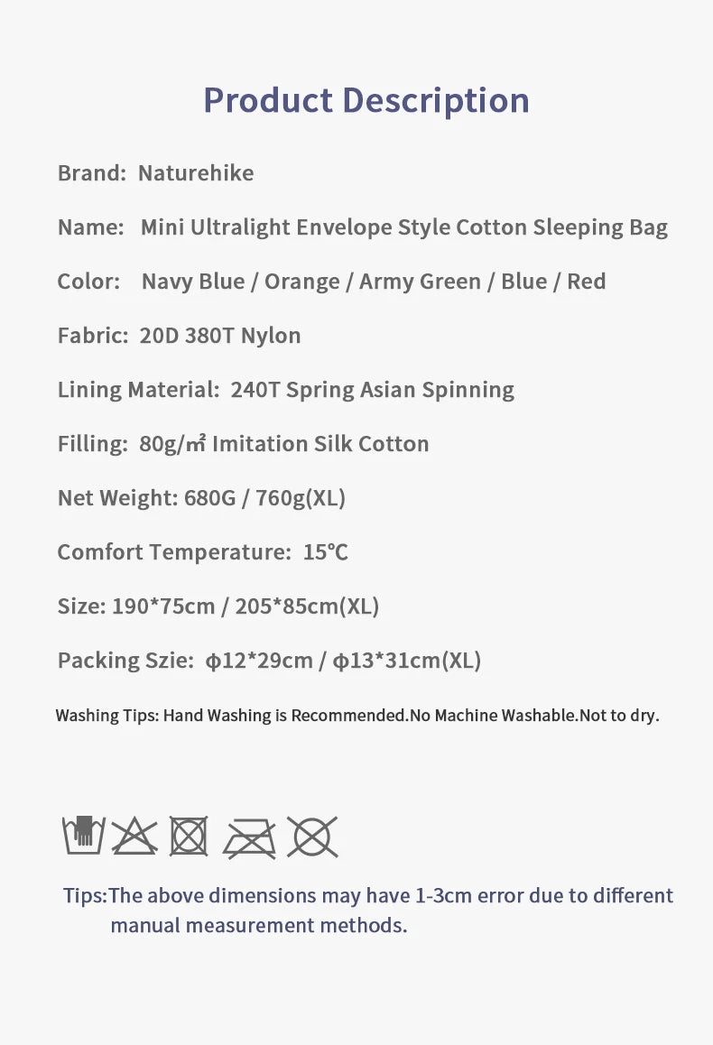 Ultralight Waterproof Cotton Sleeping Bag