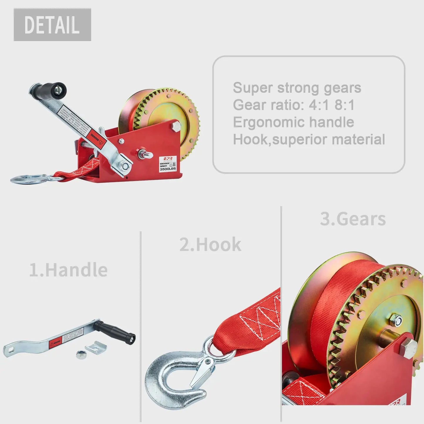 Heavy Duty Trailer Hand 3500L Boat Winch
