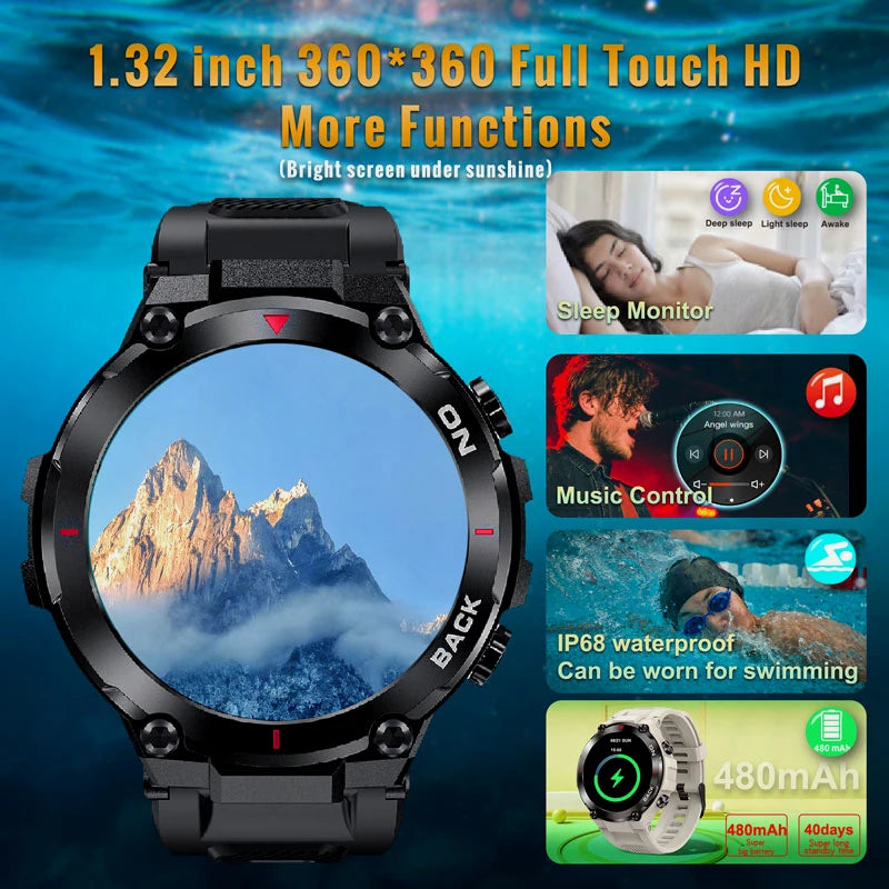GPS Men Outdoor Sports Fitness Smartwatch.