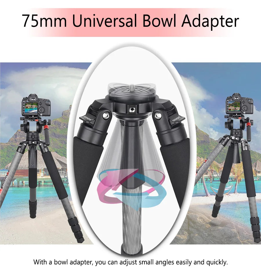 Professional Heavy Carbon Fiber Camera Tripod With Bird Watching Bracket 4