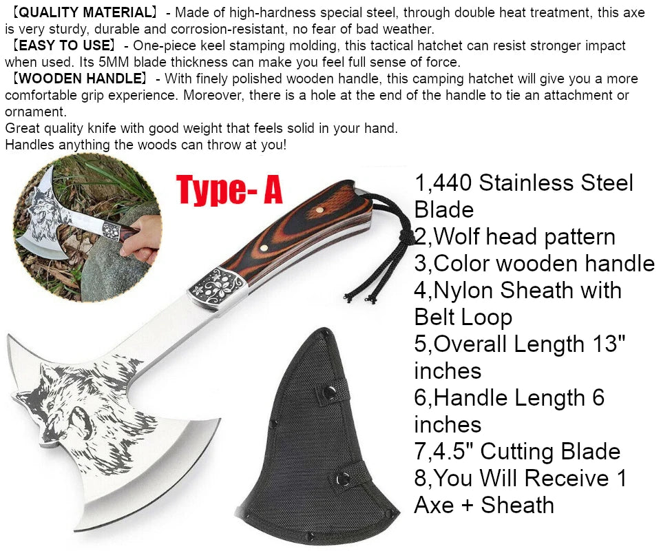 Foldable Camping And Tactical Axe Multi Tool Kit.