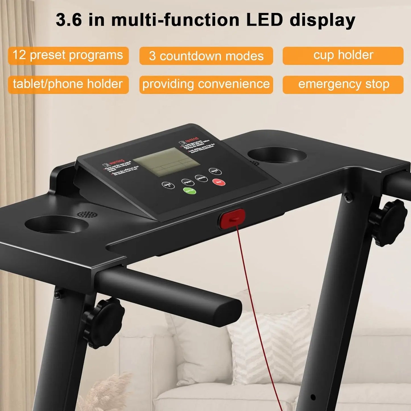 Portable 3.0 HP Compact Folding Treadmill for Home Office
