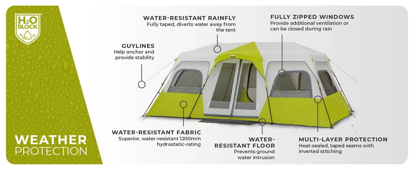 3 Room 12 Person Instant Pop-Up Tent