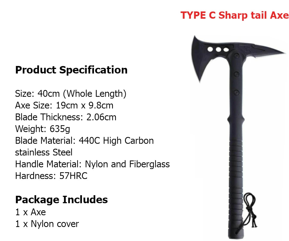 Foldable Camping And Tactical Axe Multi Tool Kit.
