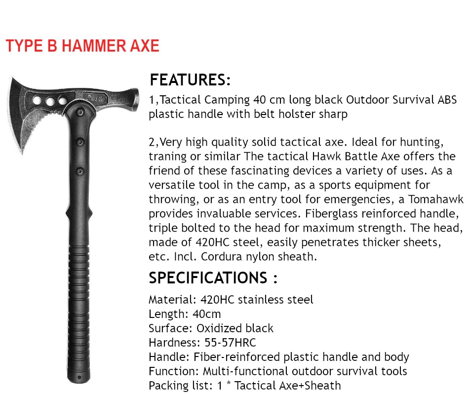 Foldable Camping And Tactical Axe Multi Tool Kit.