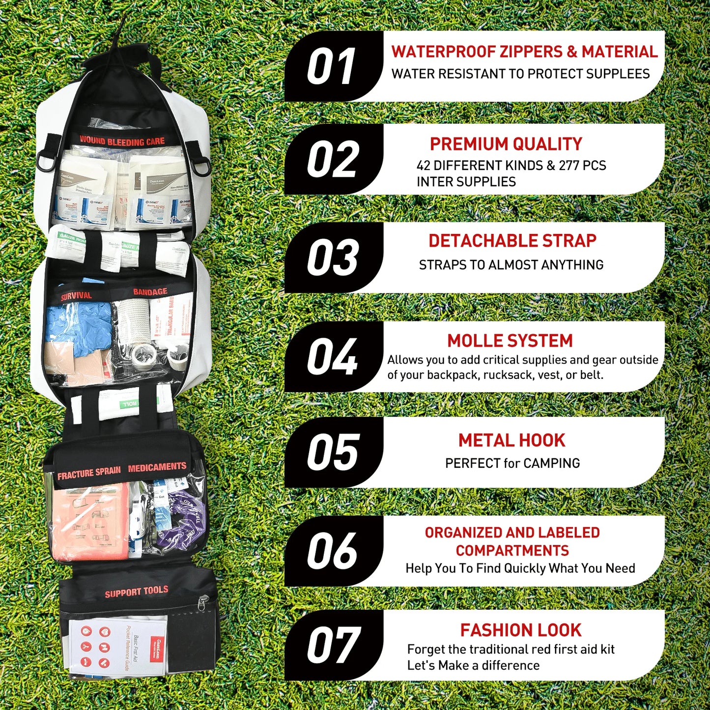 First Aid Kit, 277PCS Essential Emergency Trauma Medical Supplies