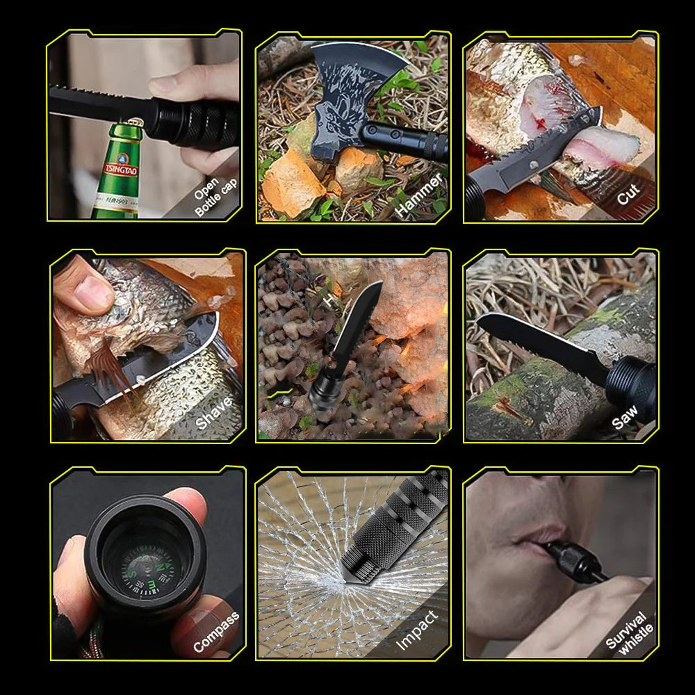 Multifunctional Portable Axe And Camping Combination Tool.