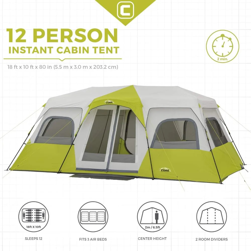 3 Room 12 Person Instant Pop-Up Tent
