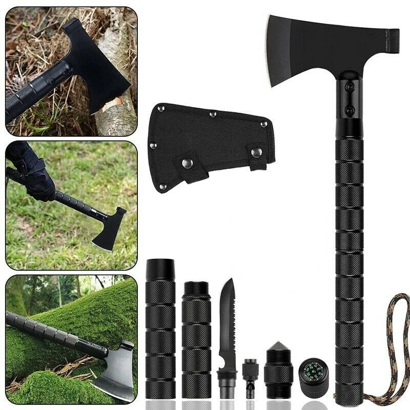 Foldable Camping And Tactical Axe Multi Tool Kit.