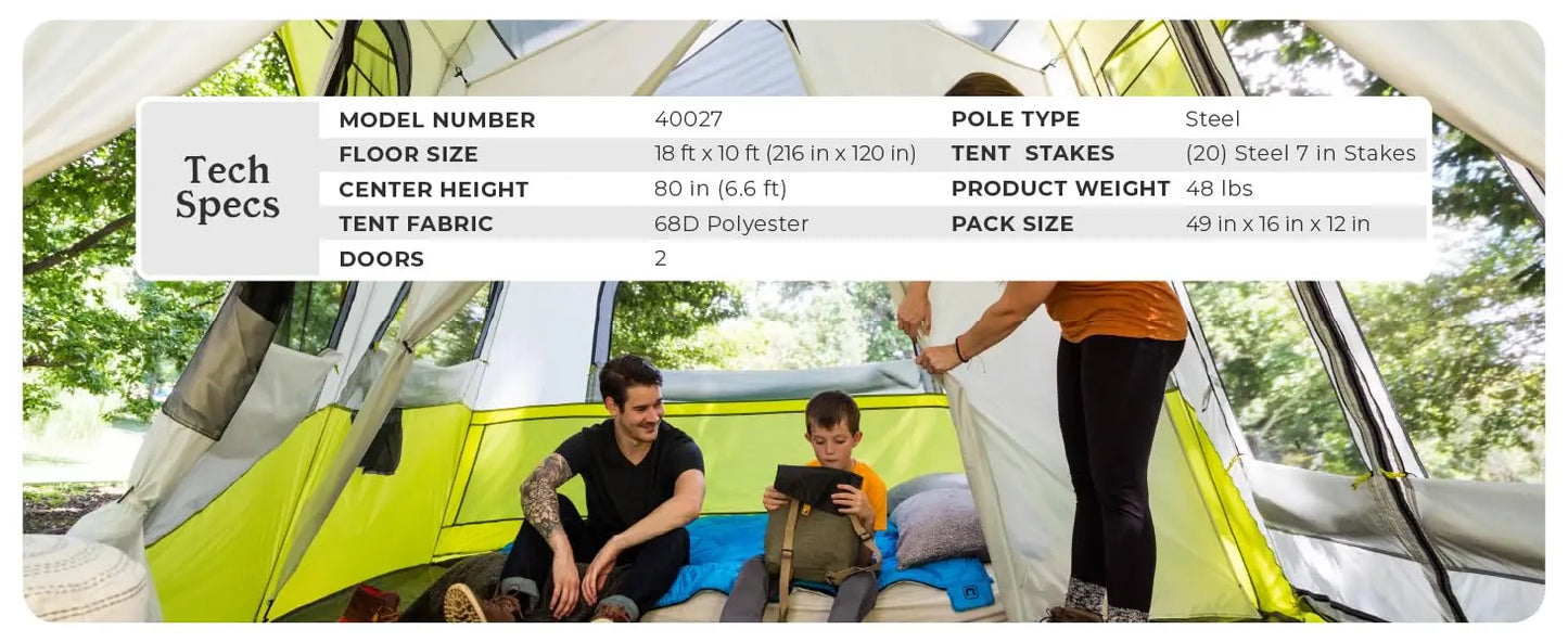 3 Room 12 Person Instant Pop-Up Tent