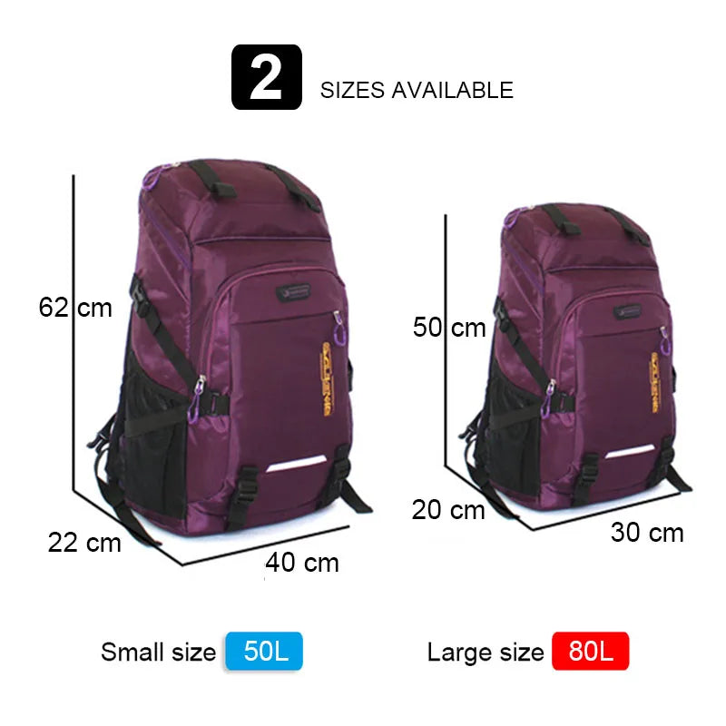 80L 50L Men's Women's For Camping, Backpacking, Or Travel
