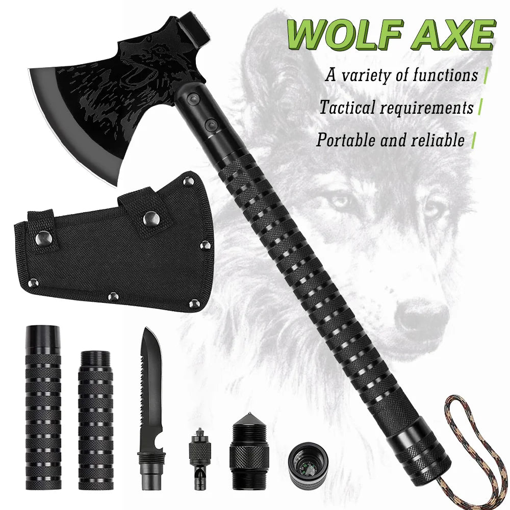 Multifunctional Portable Axe And Camping Combination Tool.