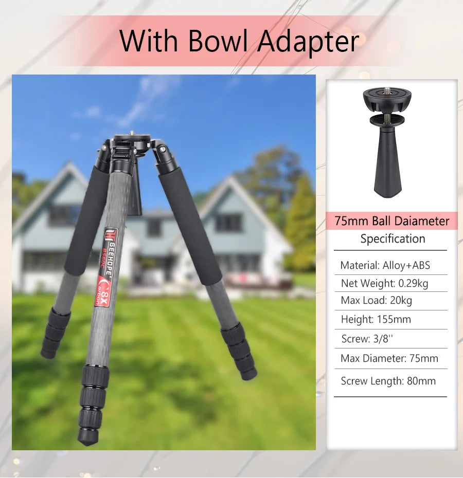 Professional Heavy Carbon Fiber Camera Tripod With Bird Watching Bracket 4