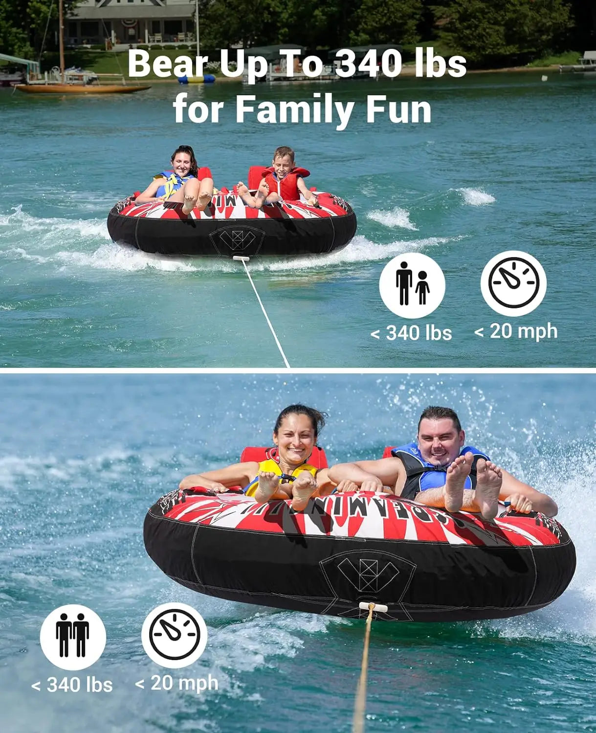 3 Person, Water Towable Tubes for Boating.