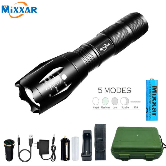 Tactical Waterproof Zoomable LED Flashlight.