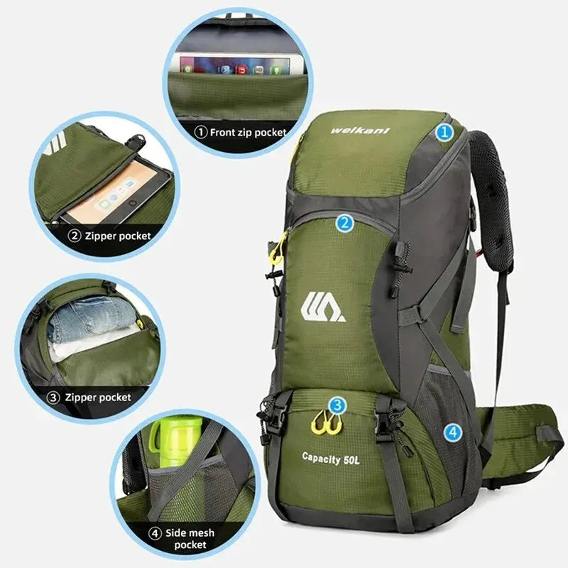 Men's Waterproof Backpack  For Camping And Hiking