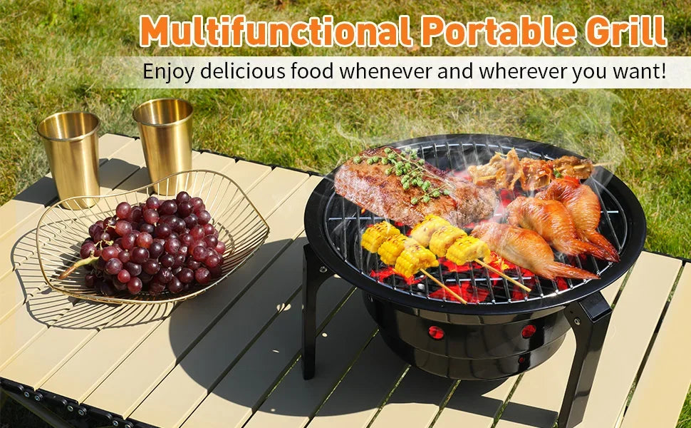 Portable Charcoal Camping Barbecue Grill,