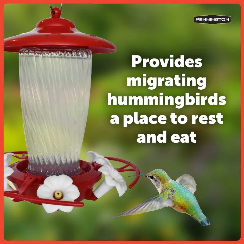 Red Glass Hummingbird Bird Feeder,