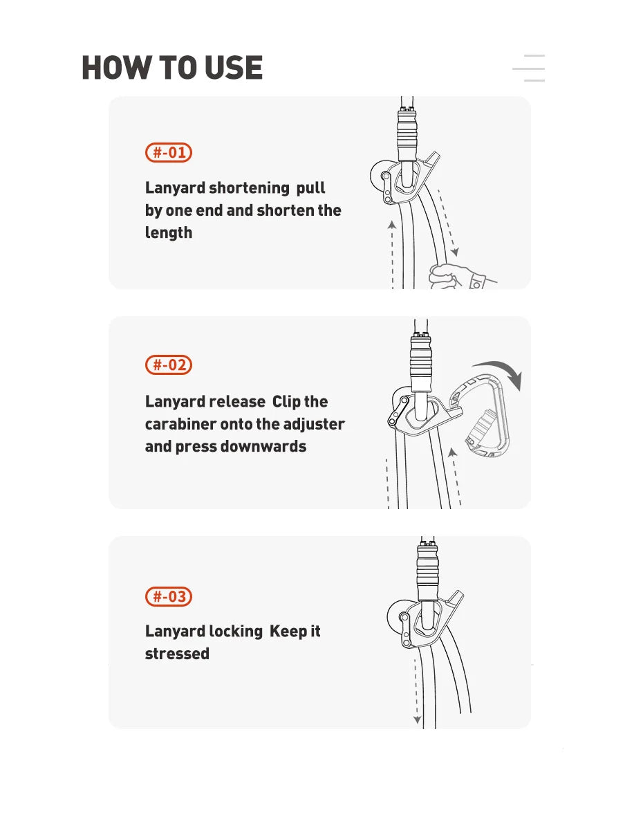 Positioning Lanyard Adjuster For Rock Climbing