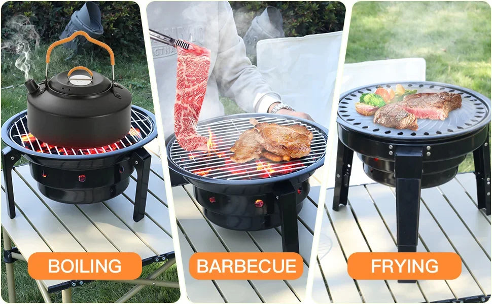 Portable Charcoal Camping Barbecue Grill,