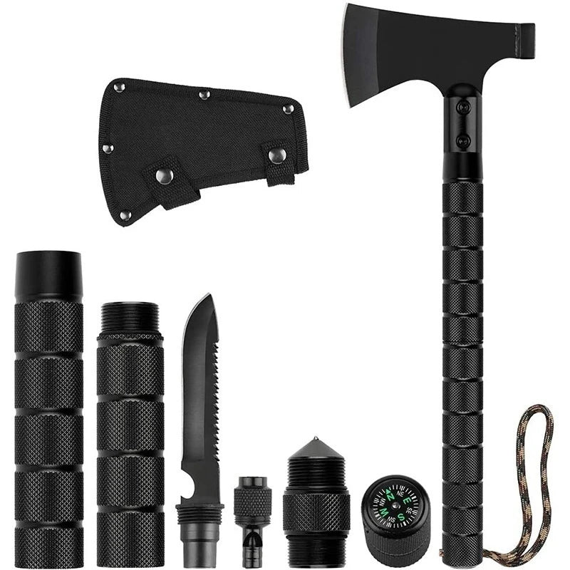 Foldable Camping And Tactical Axe Multi Tool Kit.