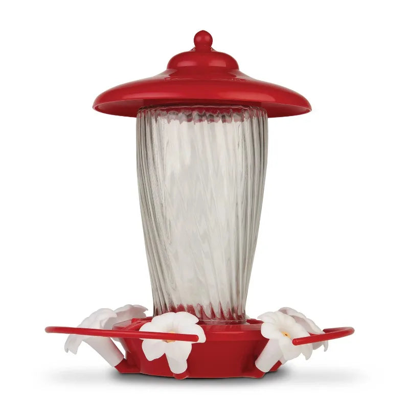 Red Glass Hummingbird Bird Feeder,