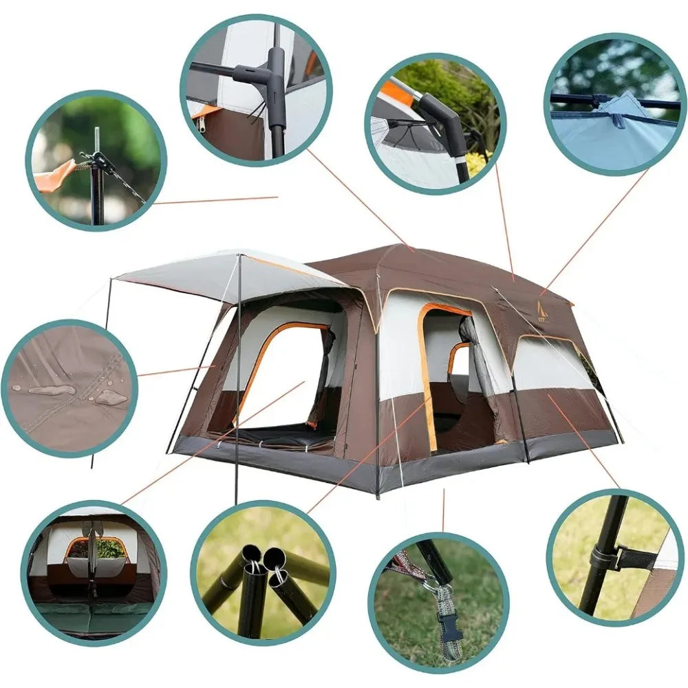 Large Tent 10-12 Person Tents, With 2 Rooms,