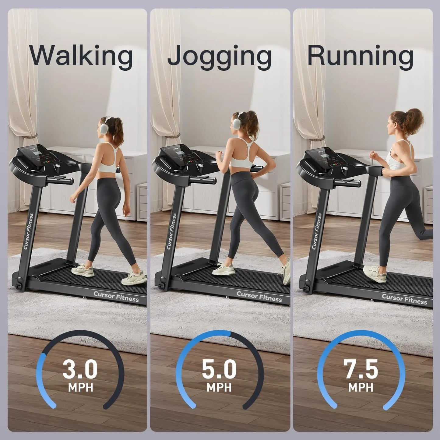 2.5 HP Quiet Folding Treadmill with Pulse Sensor,