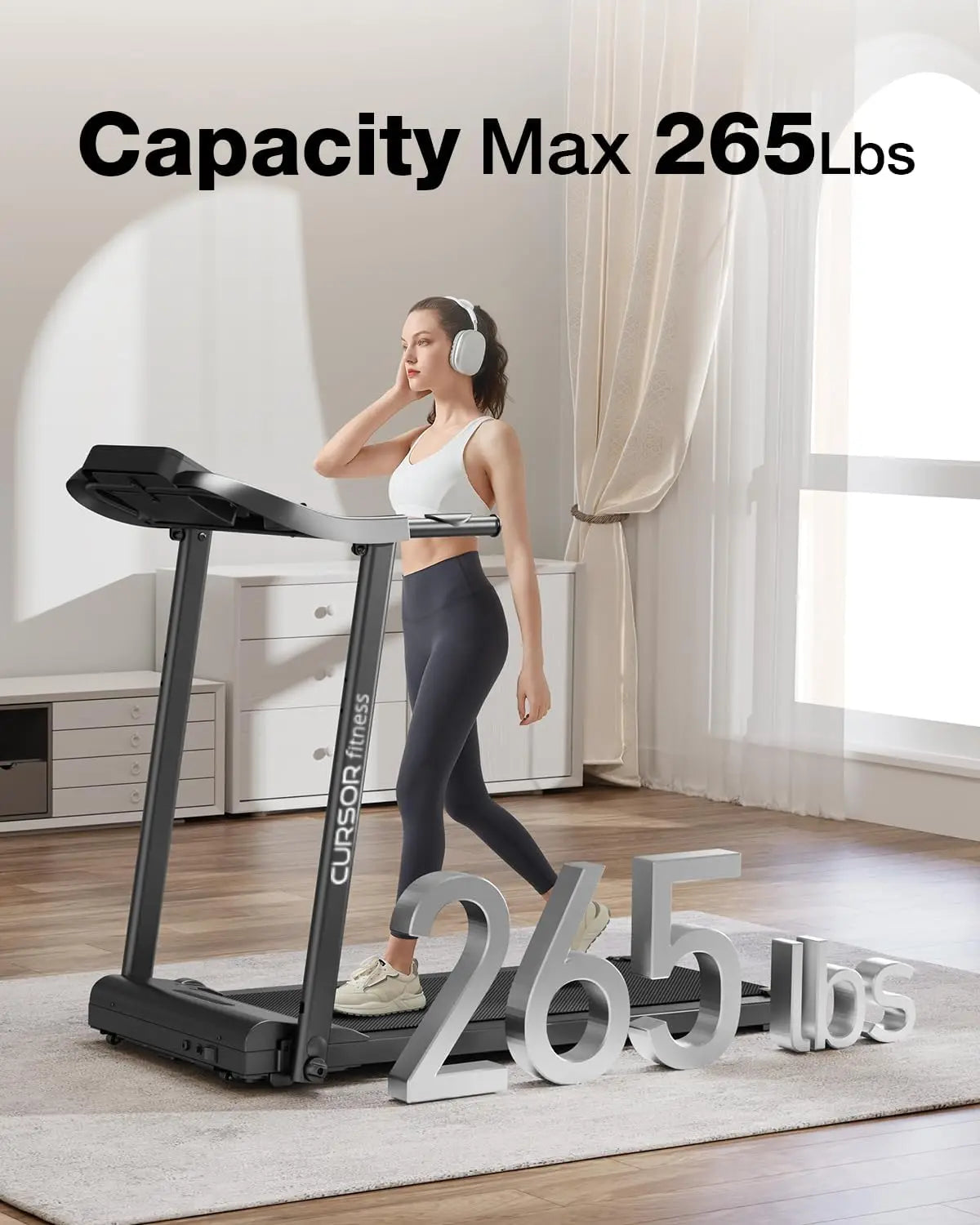 2.5 HP Quiet Folding Treadmill with Pulse Sensor,