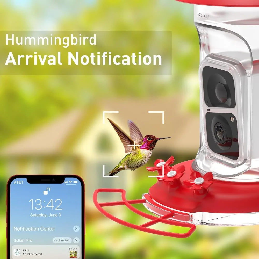 Hummingbird Feeder with AI Identify Bird Species Camera,