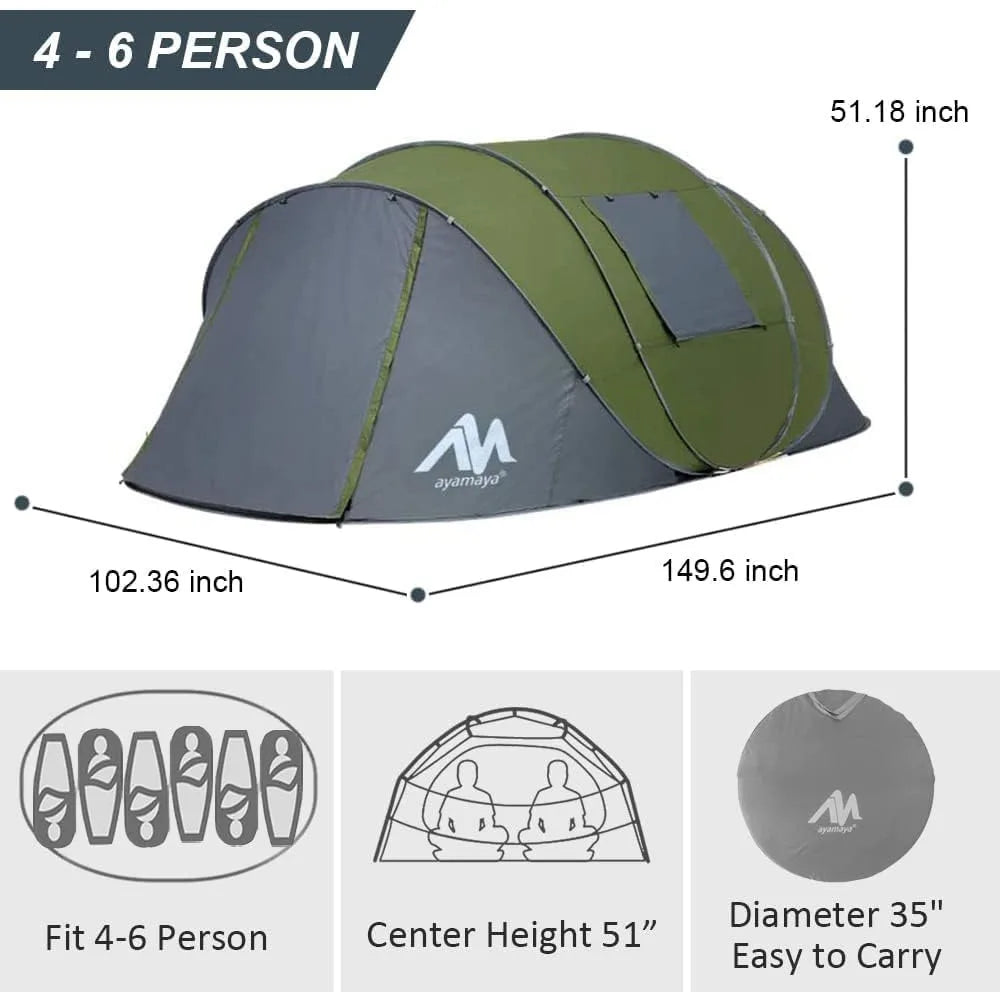 6 Person Easy Pop Up Tents for Camping-