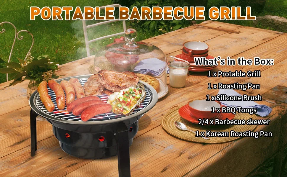 Portable Charcoal Camping Barbecue Grill,