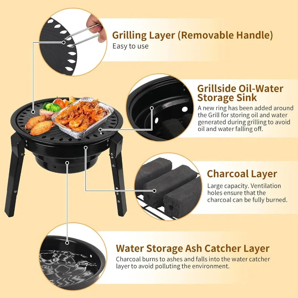 Portable Charcoal Camping Barbecue Grill,