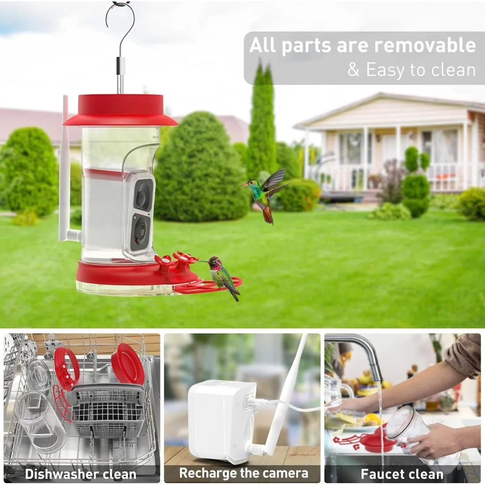 Hummingbird Feeder with AI Identify Bird Species Camera,