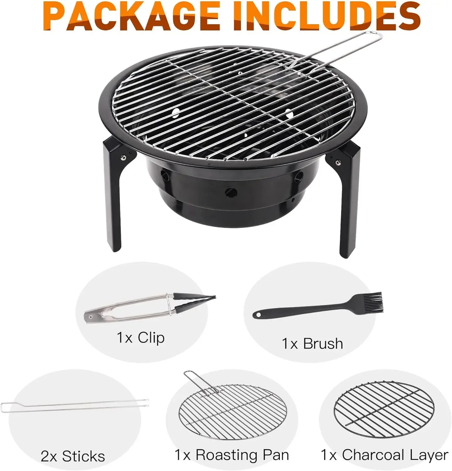 Portable Charcoal Camping Barbecue Grill,