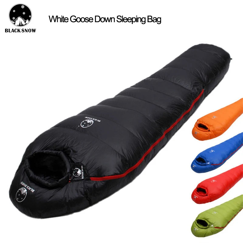 Warm White Goose Down Filled Adult Mummy Style Sleeping Bag