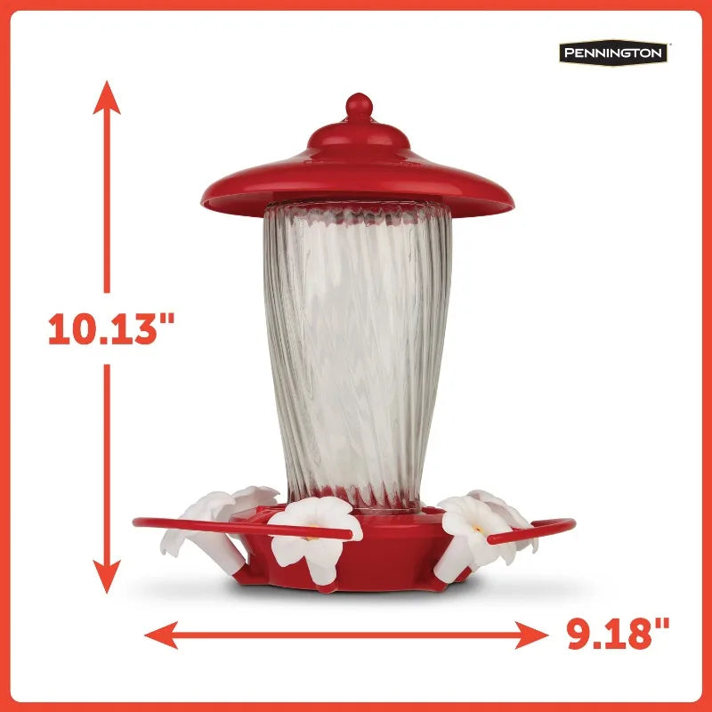 Red Glass Hummingbird Bird Feeder,